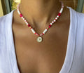 Limited Edition Pink Delight with a Golden Heart Pendant necklace